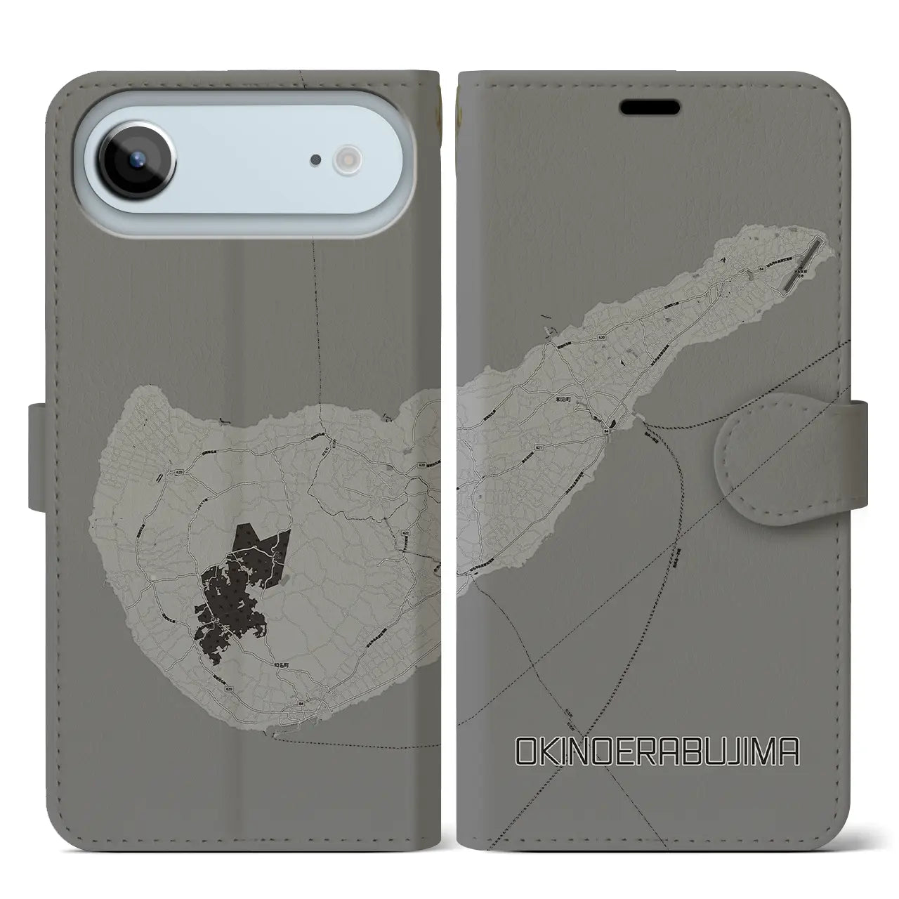 【沖永良部島(鹿児島県)】地図柄iPhoneケース(手帳タイプ)