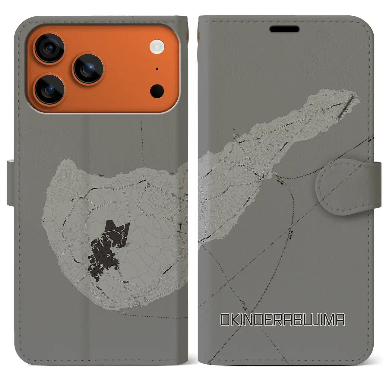 【沖永良部島(鹿児島県)】地図柄iPhoneケース(手帳タイプ)