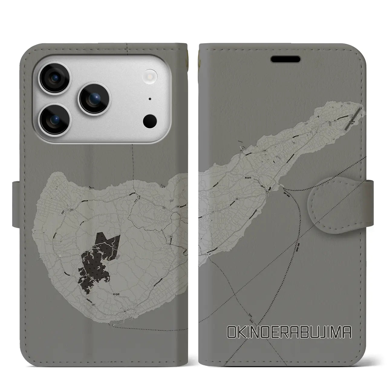 【沖永良部島(鹿児島県)】地図柄iPhoneケース(手帳タイプ)