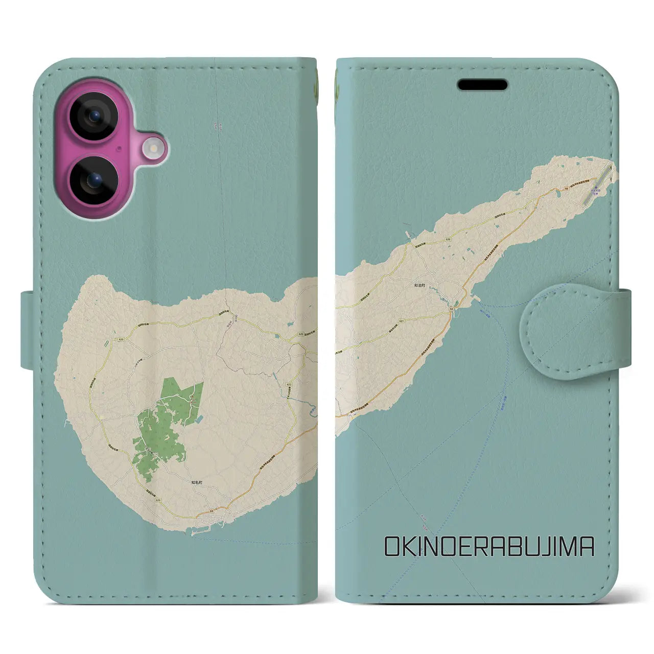 【沖永良部島(鹿児島県)】地図柄iPhoneケース(手帳タイプ)