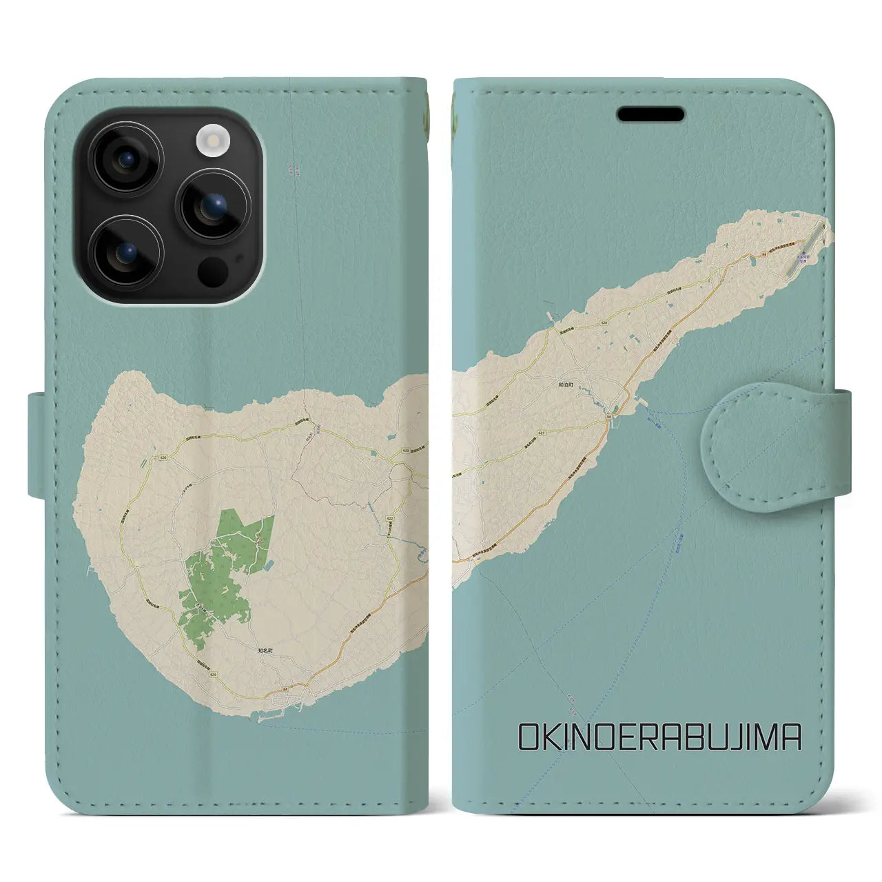 【沖永良部島(鹿児島県)】地図柄iPhoneケース(手帳タイプ)