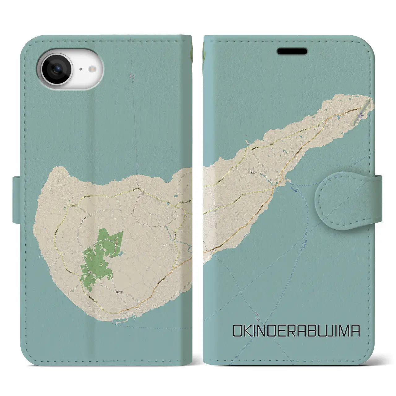 【沖永良部島(鹿児島県)】地図柄iPhoneケース(手帳タイプ)