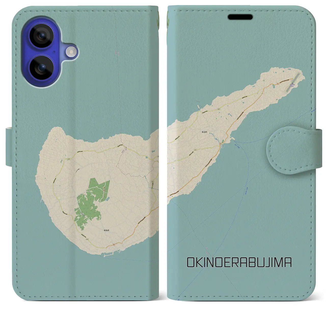 【沖永良部島(鹿児島県)】地図柄iPhoneケース(手帳タイプ)