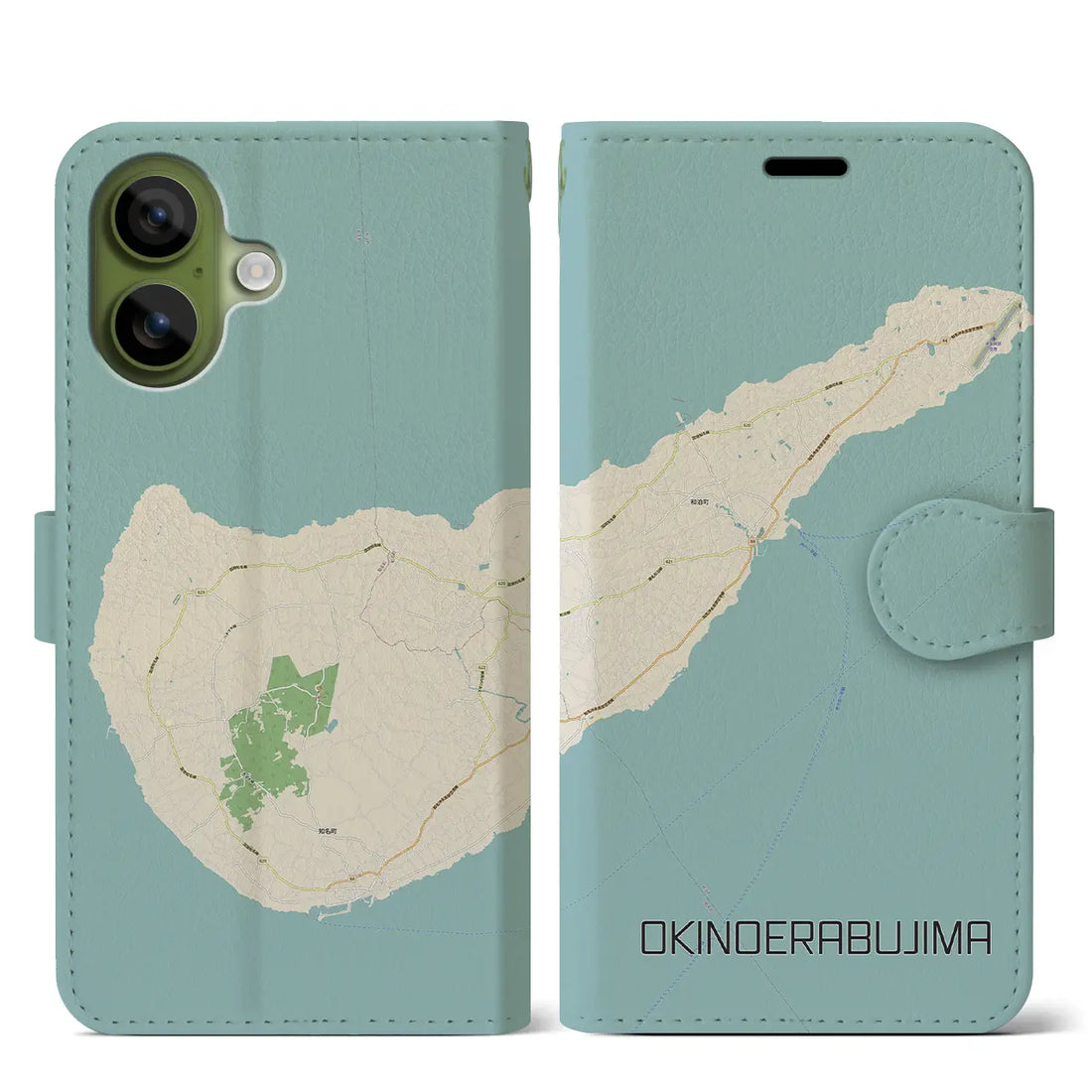 【沖永良部島(鹿児島県)】地図柄iPhoneケース(手帳タイプ)ナチュラル・iPhone 17 Pro Max 用