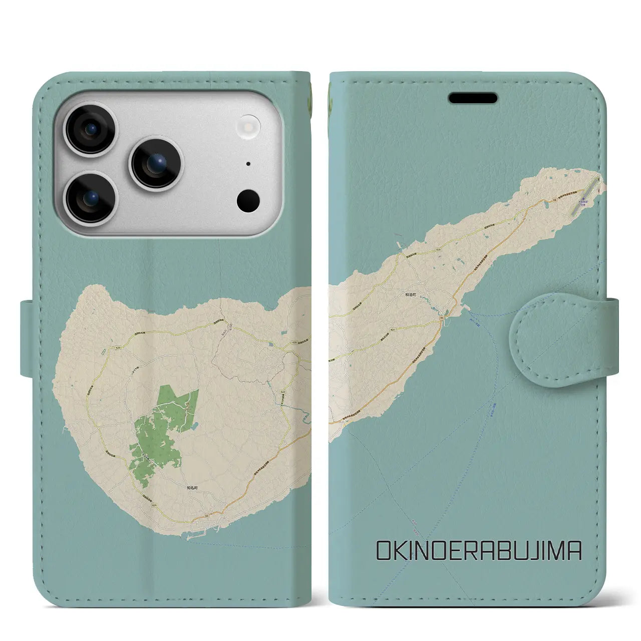 【沖永良部島(鹿児島県)】地図柄iPhoneケース(手帳タイプ)