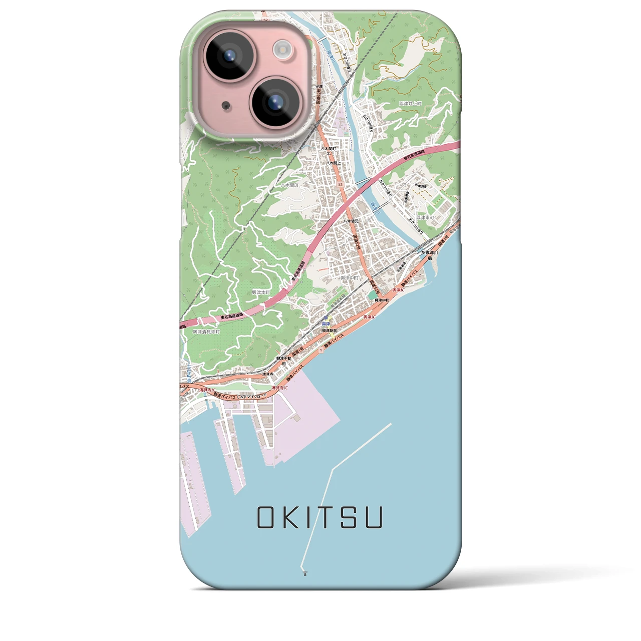 【興津(静岡県)】地図柄iPhoneケース(バックカバータイプ)