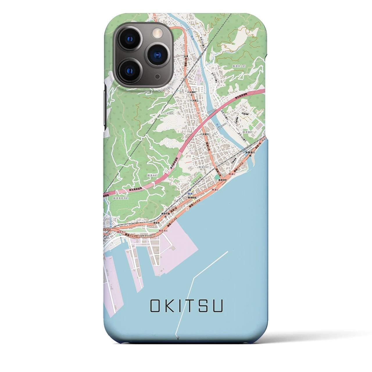 【興津(静岡県)】地図柄iPhoneケース(バックカバータイプ)