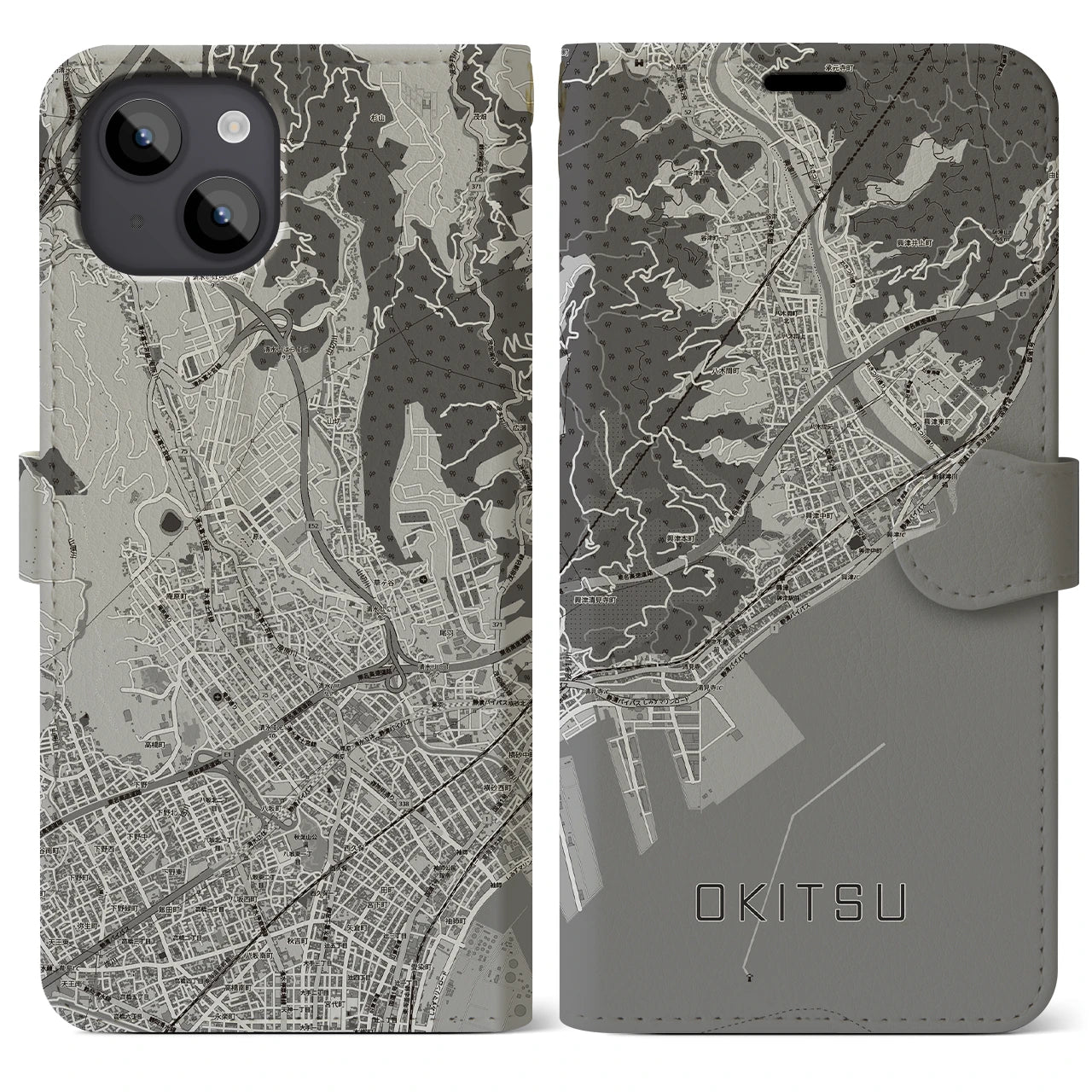【興津(静岡県)】地図柄iPhoneケース(手帳タイプ)