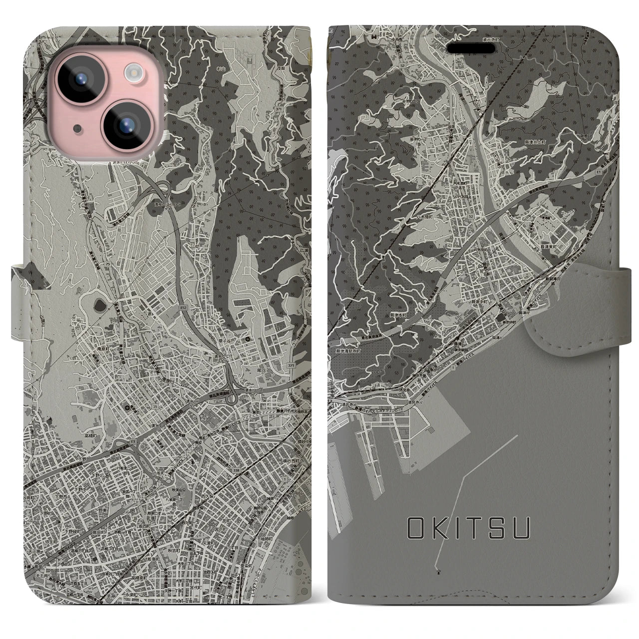 【興津(静岡県)】地図柄iPhoneケース(手帳タイプ)