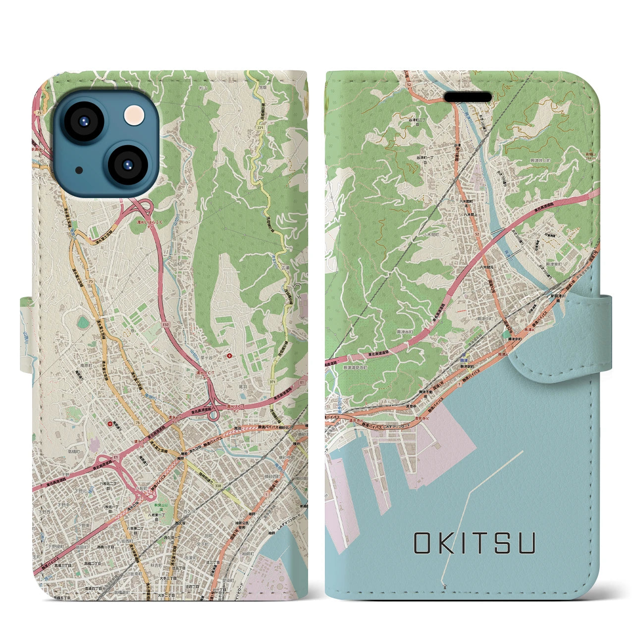 【興津(静岡県)】地図柄iPhoneケース(手帳タイプ)