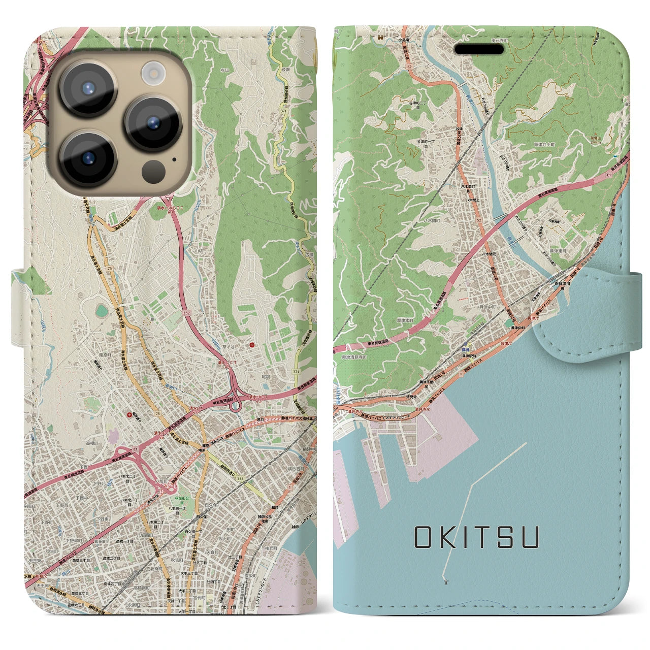 【興津(静岡県)】地図柄iPhoneケース(手帳タイプ)