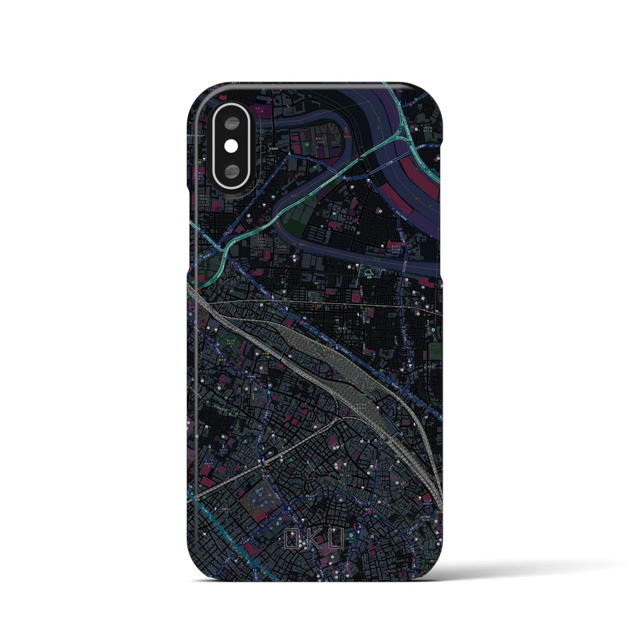 【尾久(東京都)】地図柄iPhoneケース(バックカバータイプ)