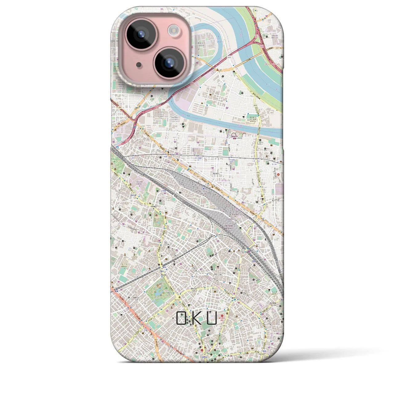 【尾久(東京都)】地図柄iPhoneケース(バックカバータイプ)