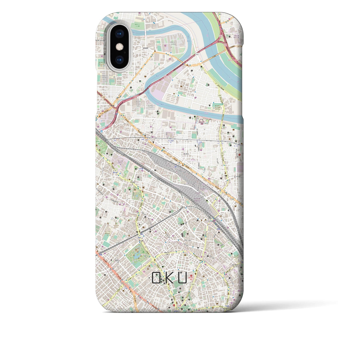 【尾久(東京都)】地図柄iPhoneケース(バックカバータイプ)