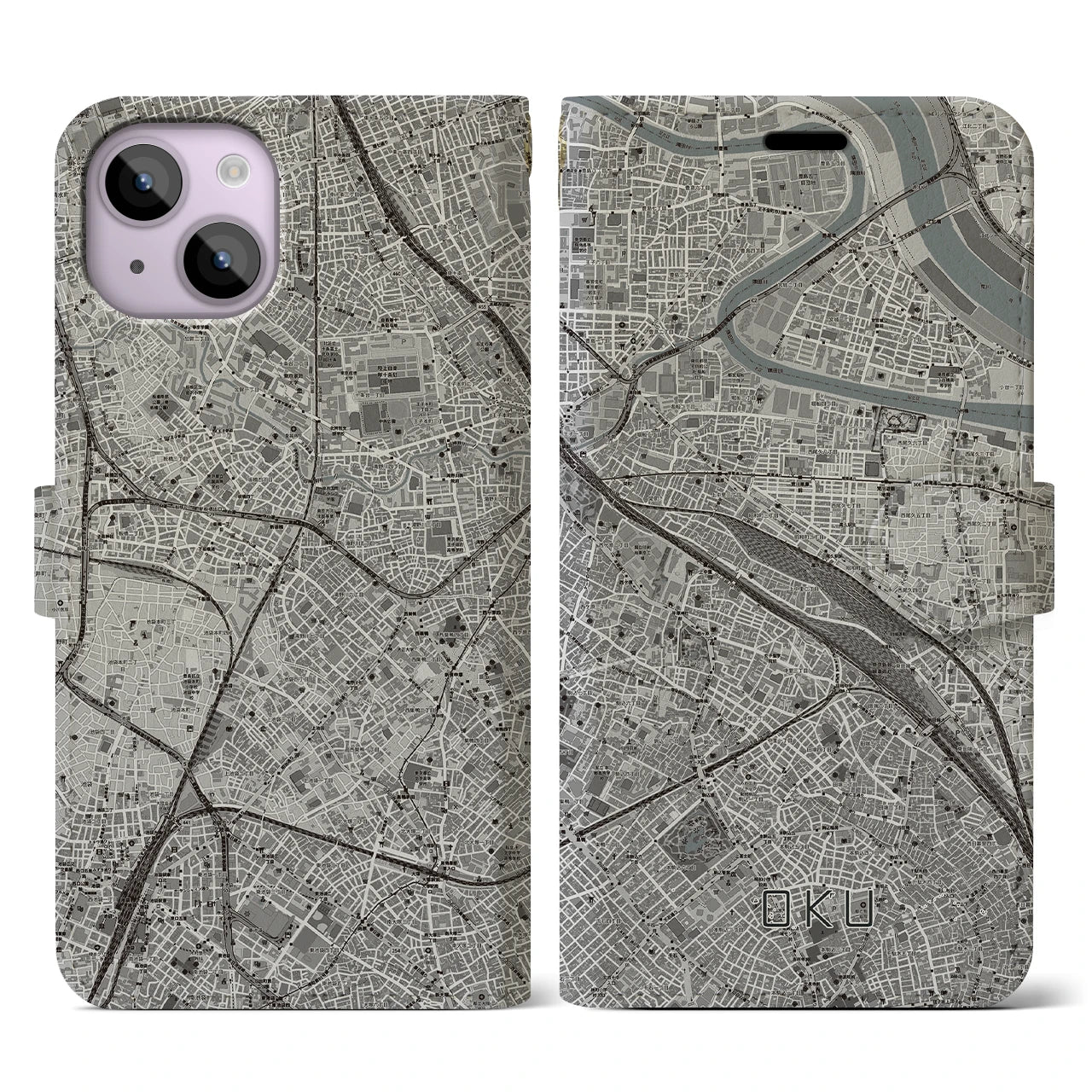 【尾久(東京都)】地図柄iPhoneケース(手帳タイプ)