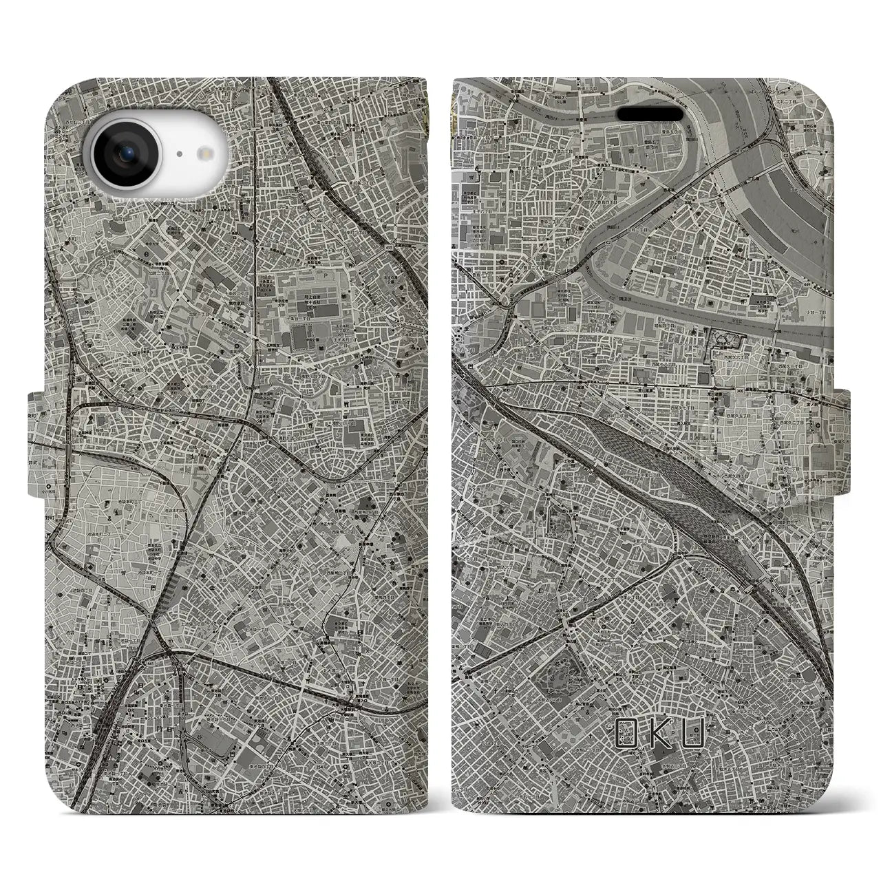 【尾久(東京都)】地図柄iPhoneケース(手帳タイプ)