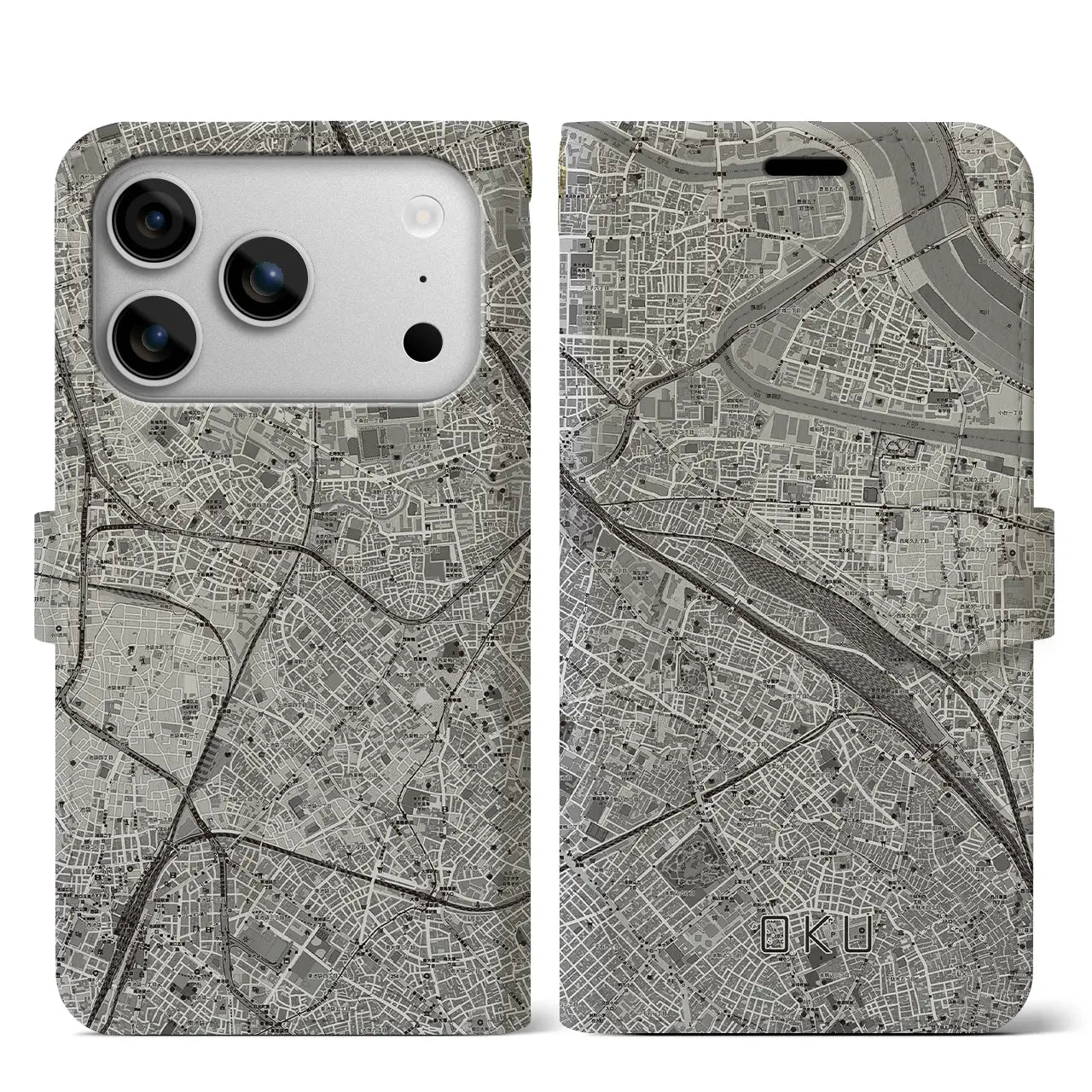 【尾久(東京都)】地図柄iPhoneケース(手帳タイプ)