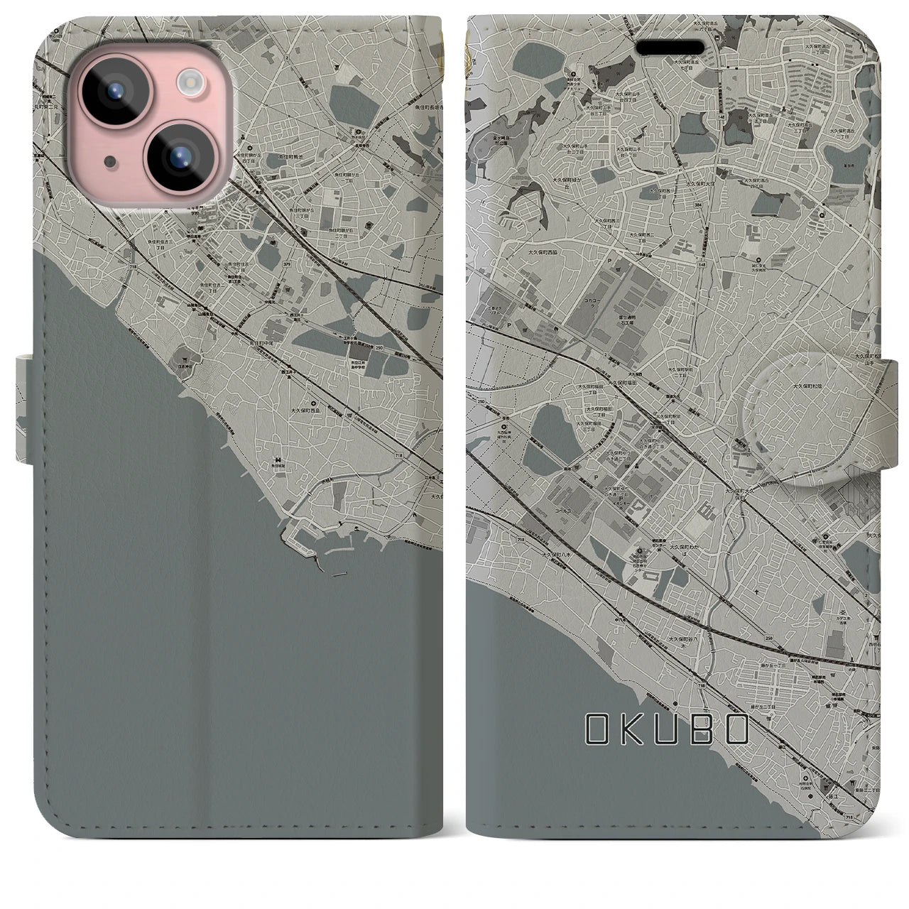 【大久保(兵庫県)】地図柄iPhoneケース(手帳タイプ)