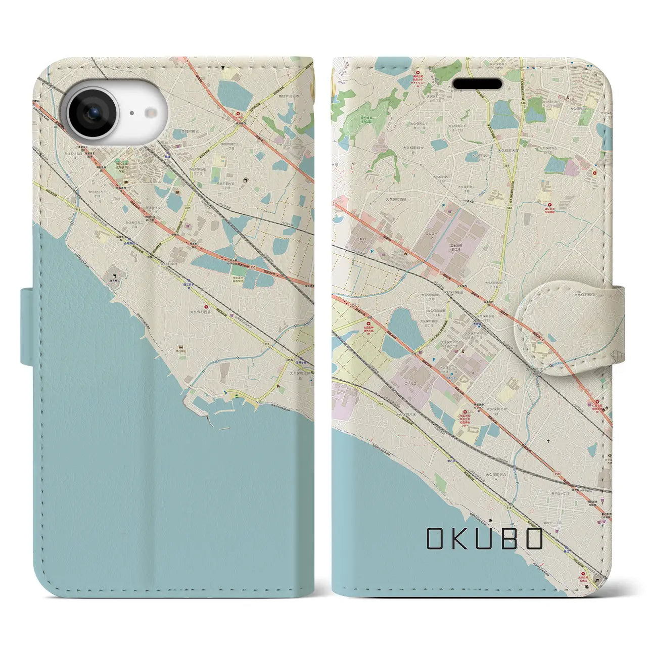 【大久保(兵庫県)】地図柄iPhoneケース(手帳タイプ)