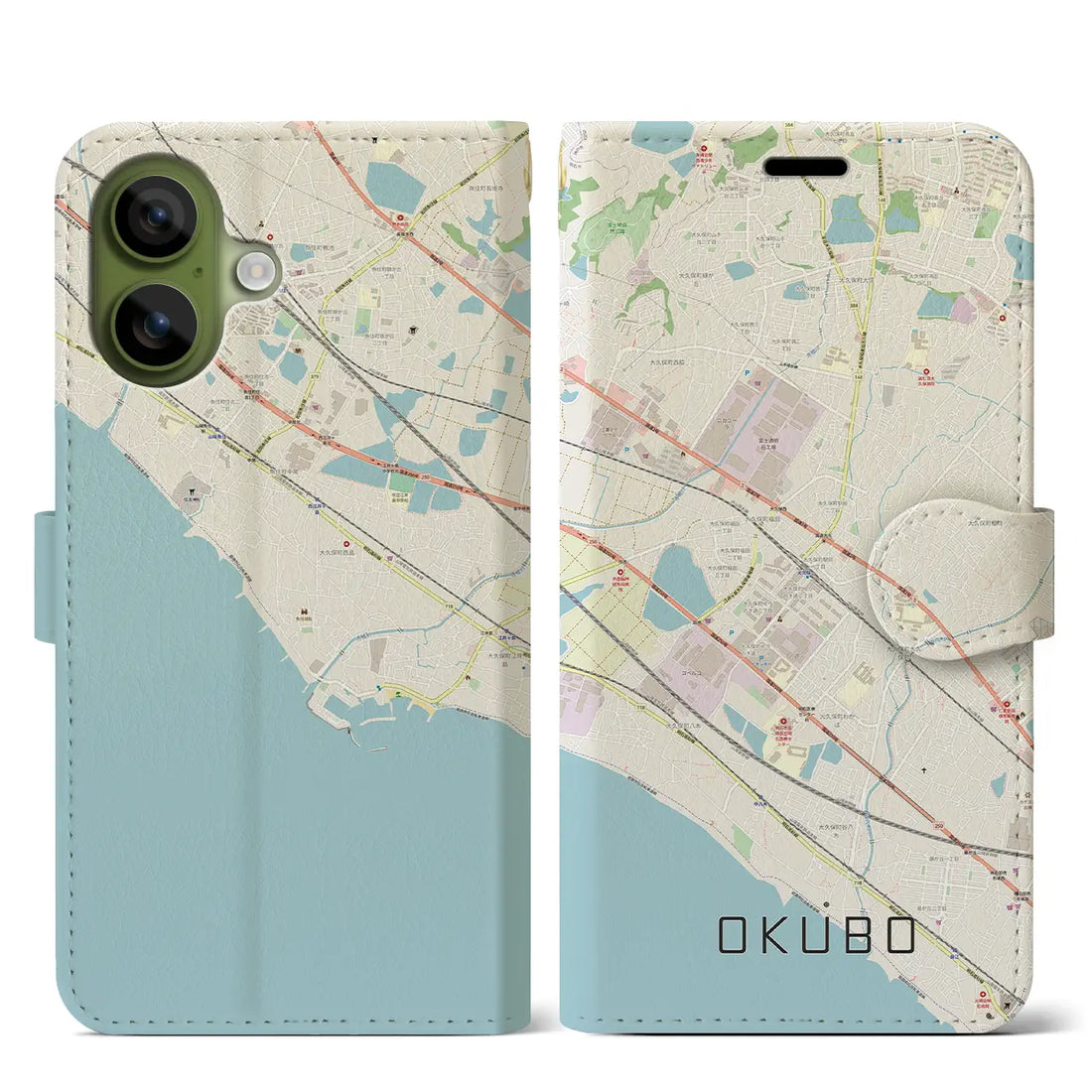 【大久保(兵庫県)】地図柄iPhoneケース(手帳タイプ)ナチュラル・iPhone 17 Pro Max 用