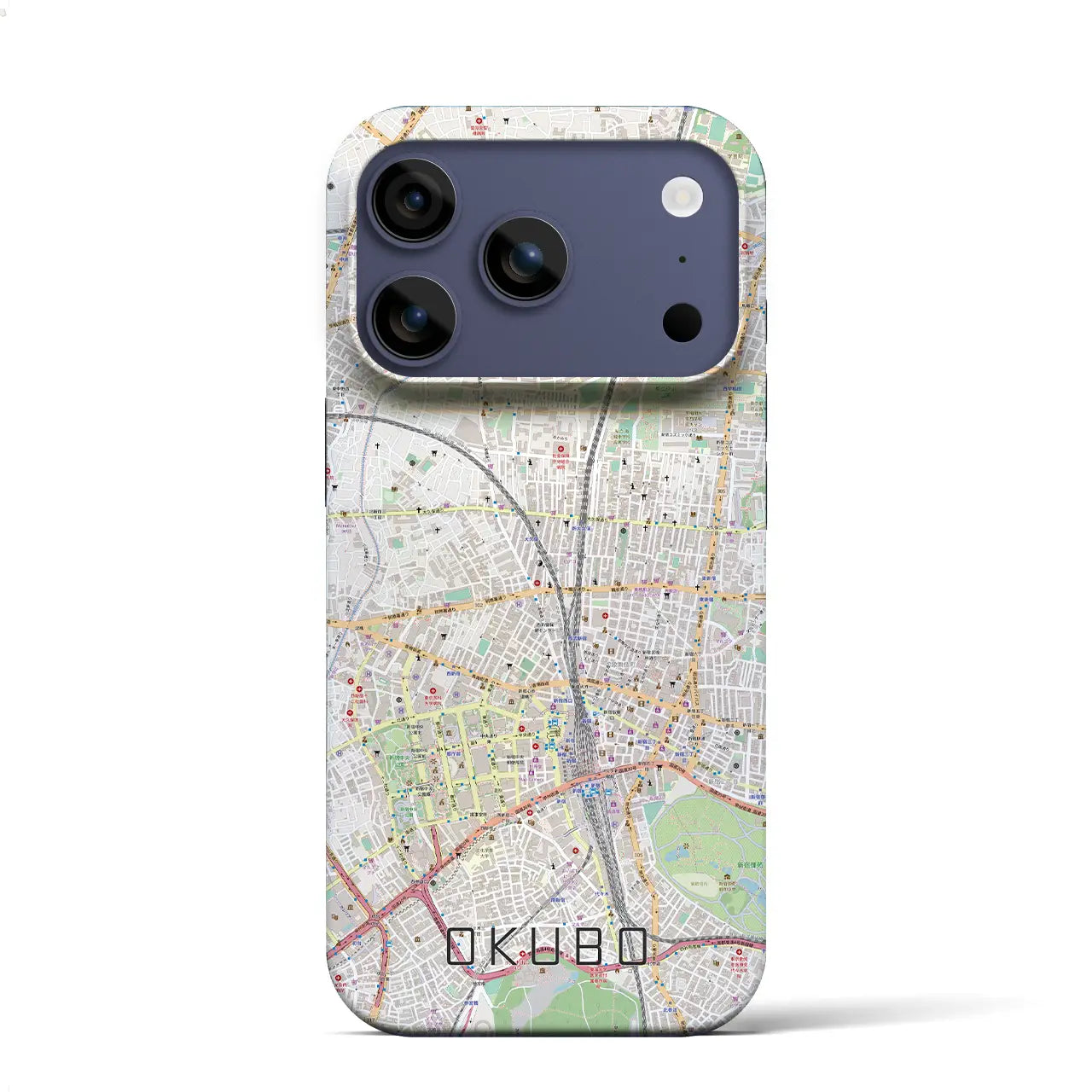 【大久保(東京都)】地図柄iPhoneケース(バックカバータイプ)ブラック・iPhone 17 Pro Max 用