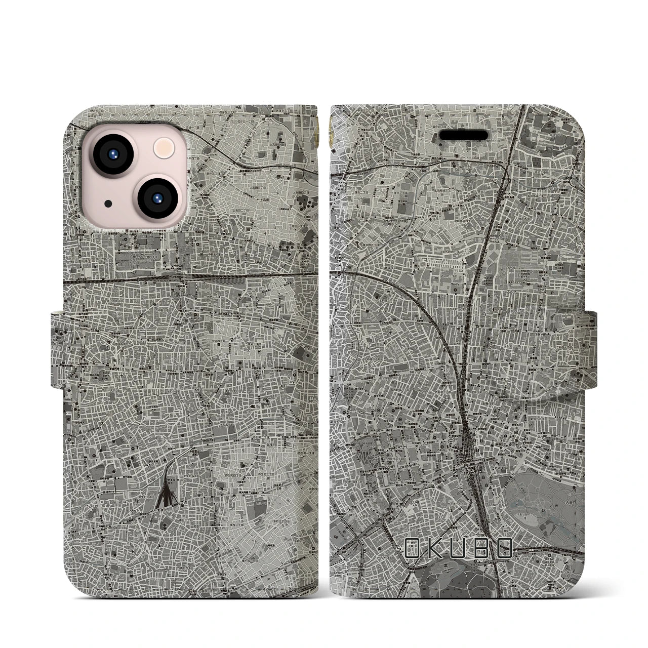 【大久保(東京都)】地図柄iPhoneケース(手帳タイプ)