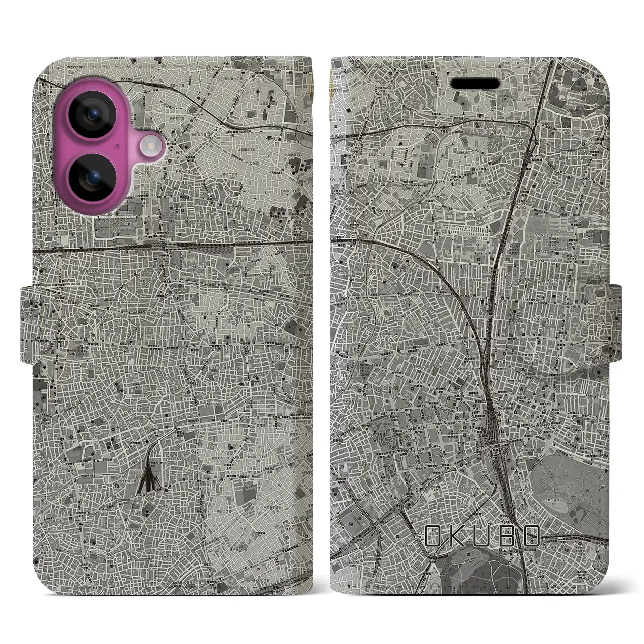 【大久保(東京都)】地図柄iPhoneケース(手帳タイプ)