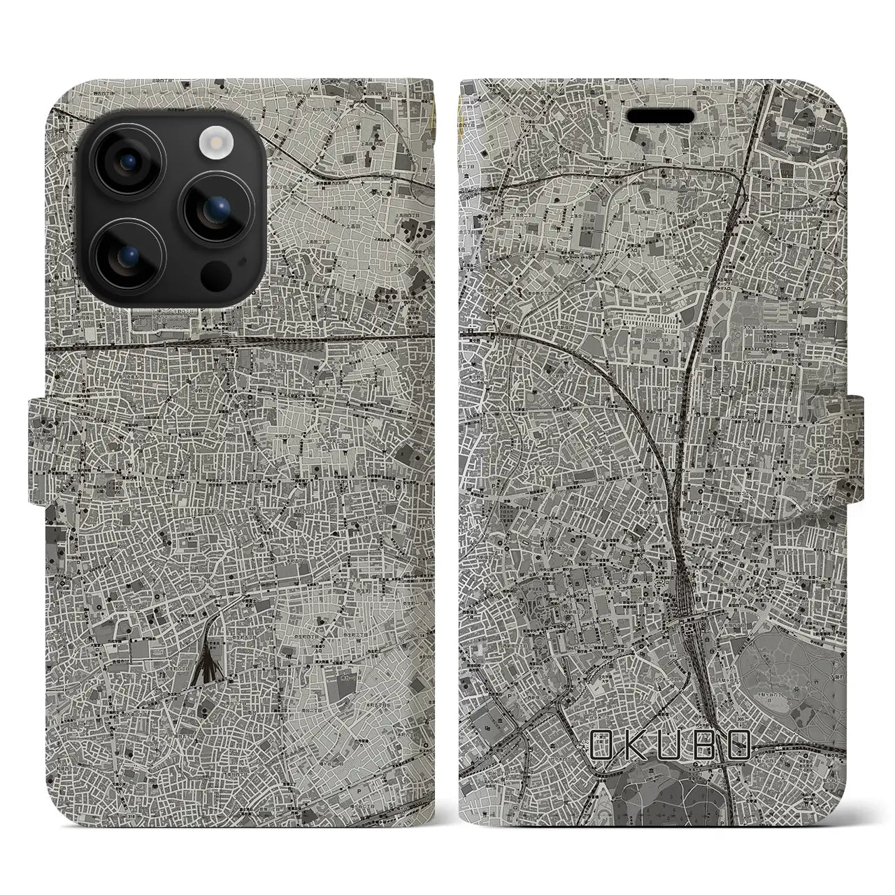 【大久保(東京都)】地図柄iPhoneケース(手帳タイプ)