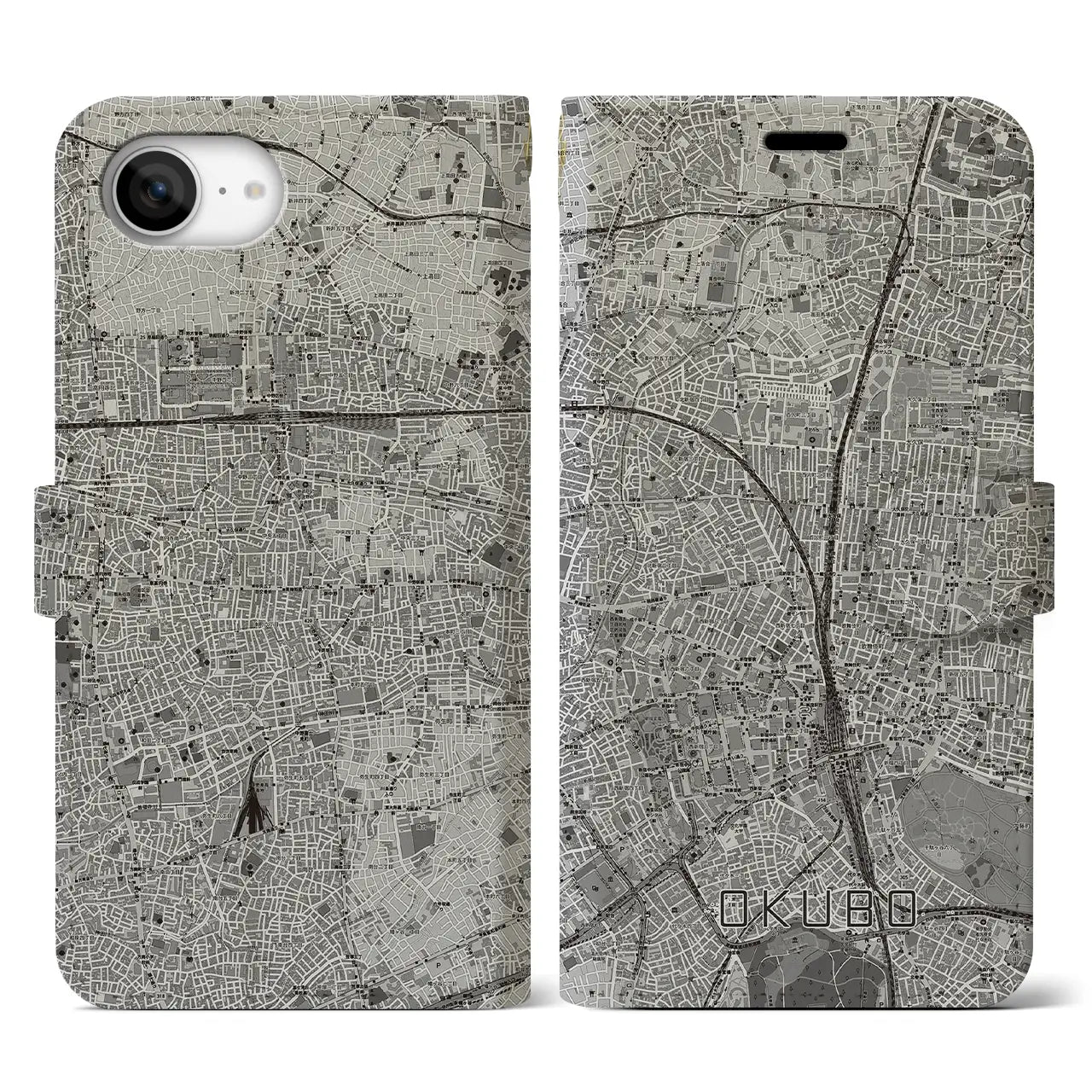 【大久保(東京都)】地図柄iPhoneケース(手帳タイプ)