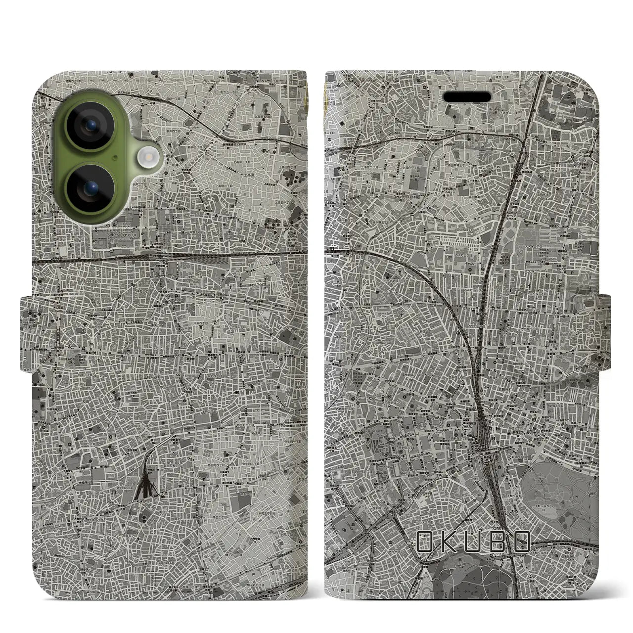 【大久保(東京都)】地図柄iPhoneケース(手帳タイプ)