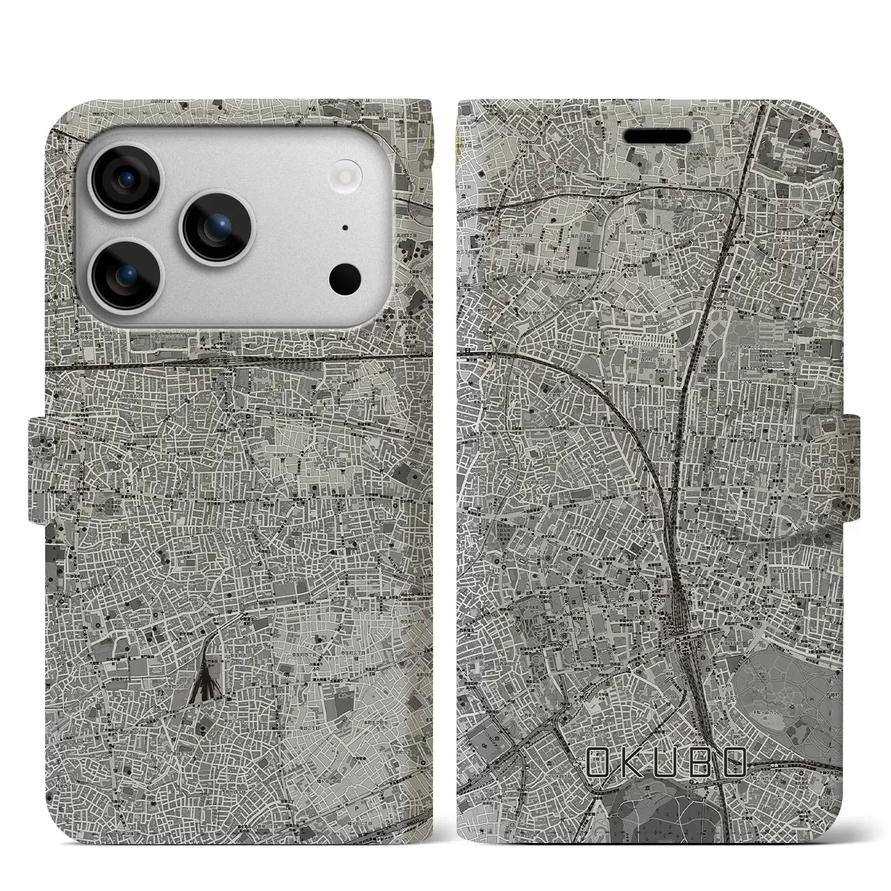 【大久保(東京都)】地図柄iPhoneケース(手帳タイプ)