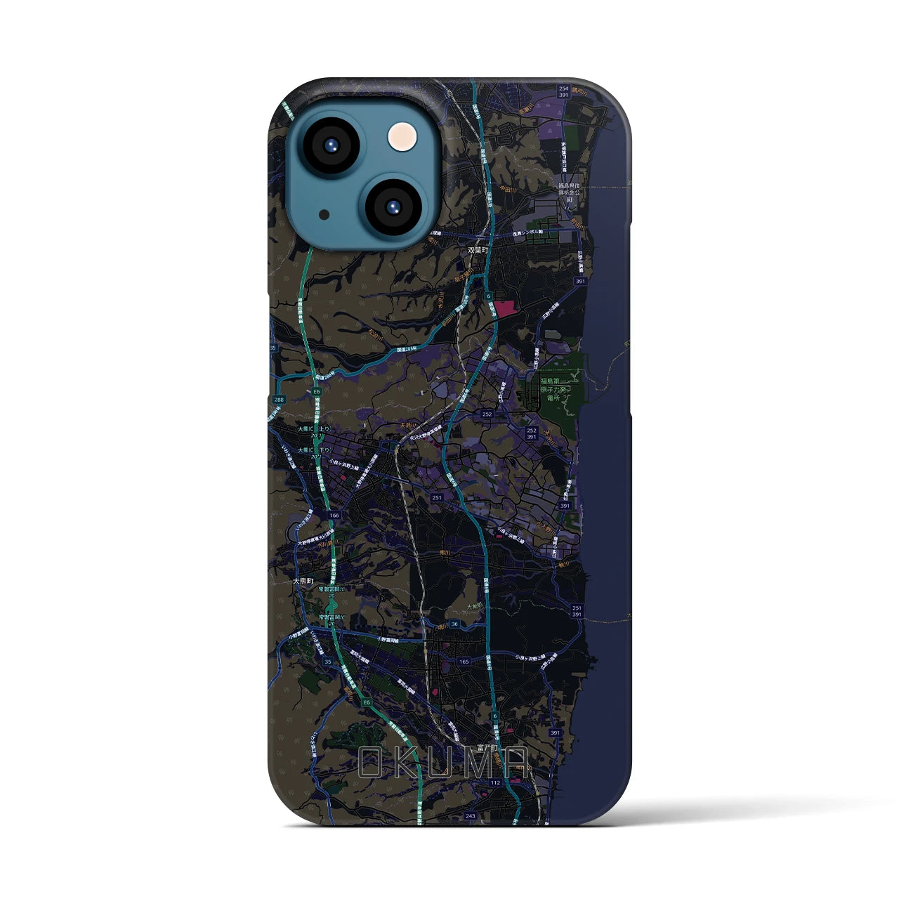 【大熊(福島県)】地図柄iPhoneケース(バックカバータイプ)