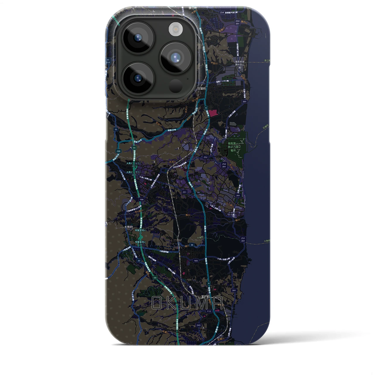 【大熊(福島県)】地図柄iPhoneケース(バックカバータイプ)