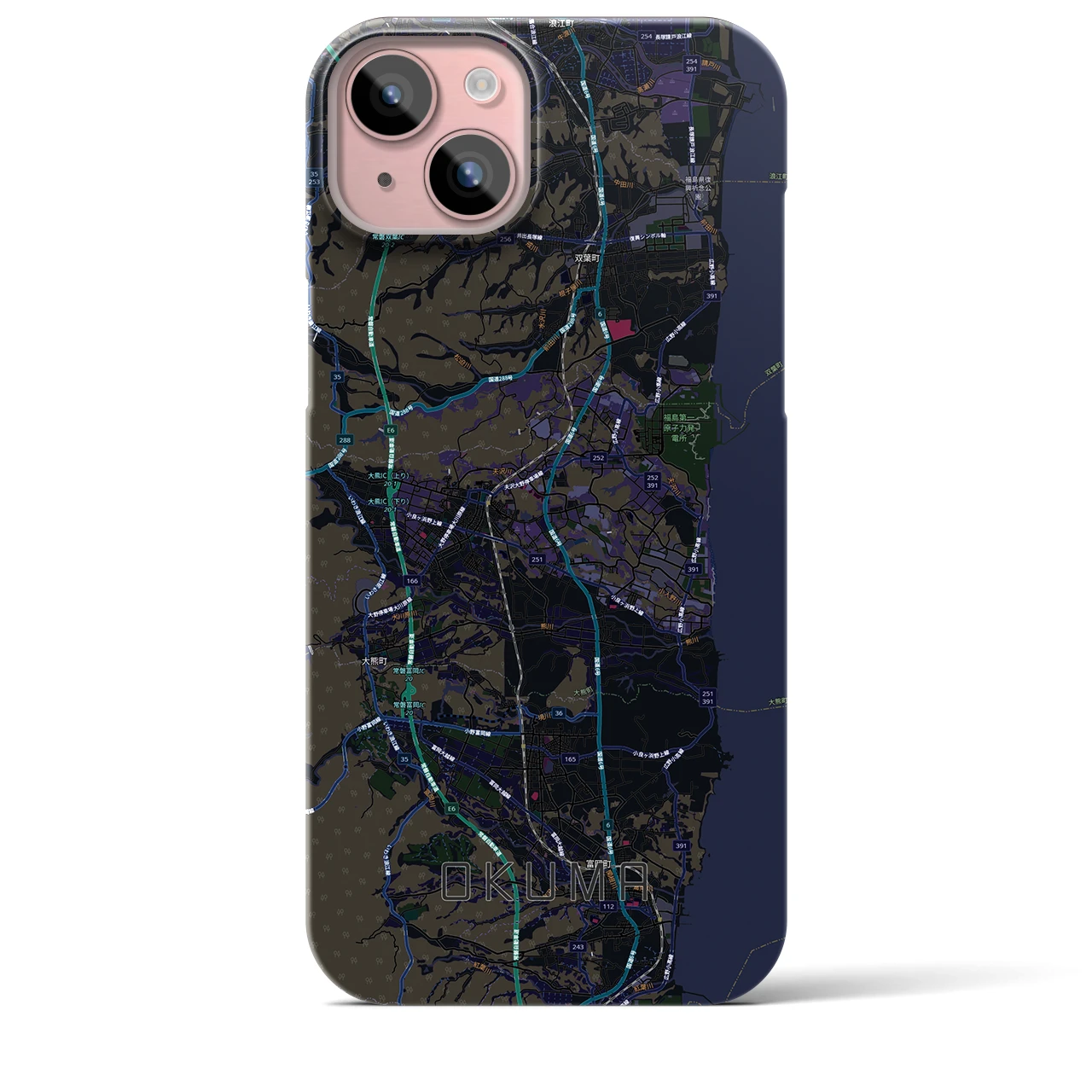 【大熊(福島県)】地図柄iPhoneケース(バックカバータイプ)