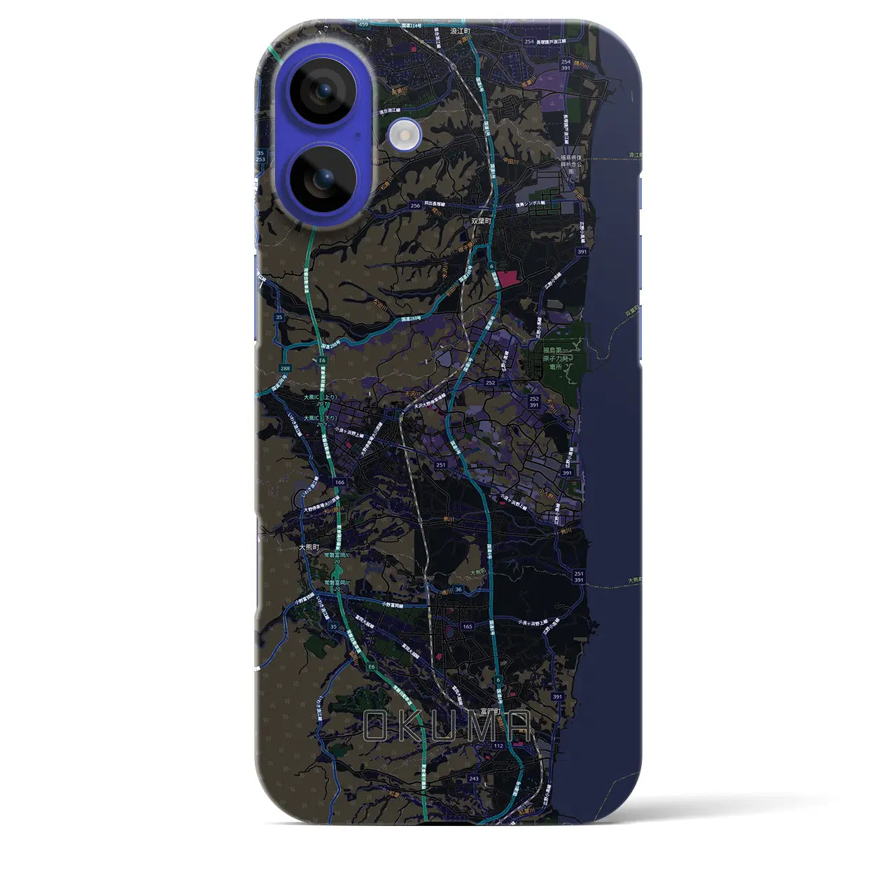 【大熊(福島県)】地図柄iPhoneケース(バックカバータイプ)