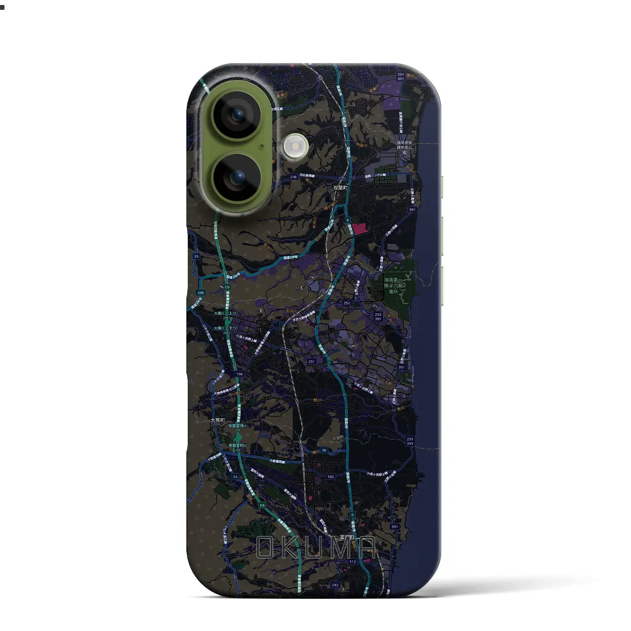 【大熊(福島県)】地図柄iPhoneケース(バックカバータイプ)