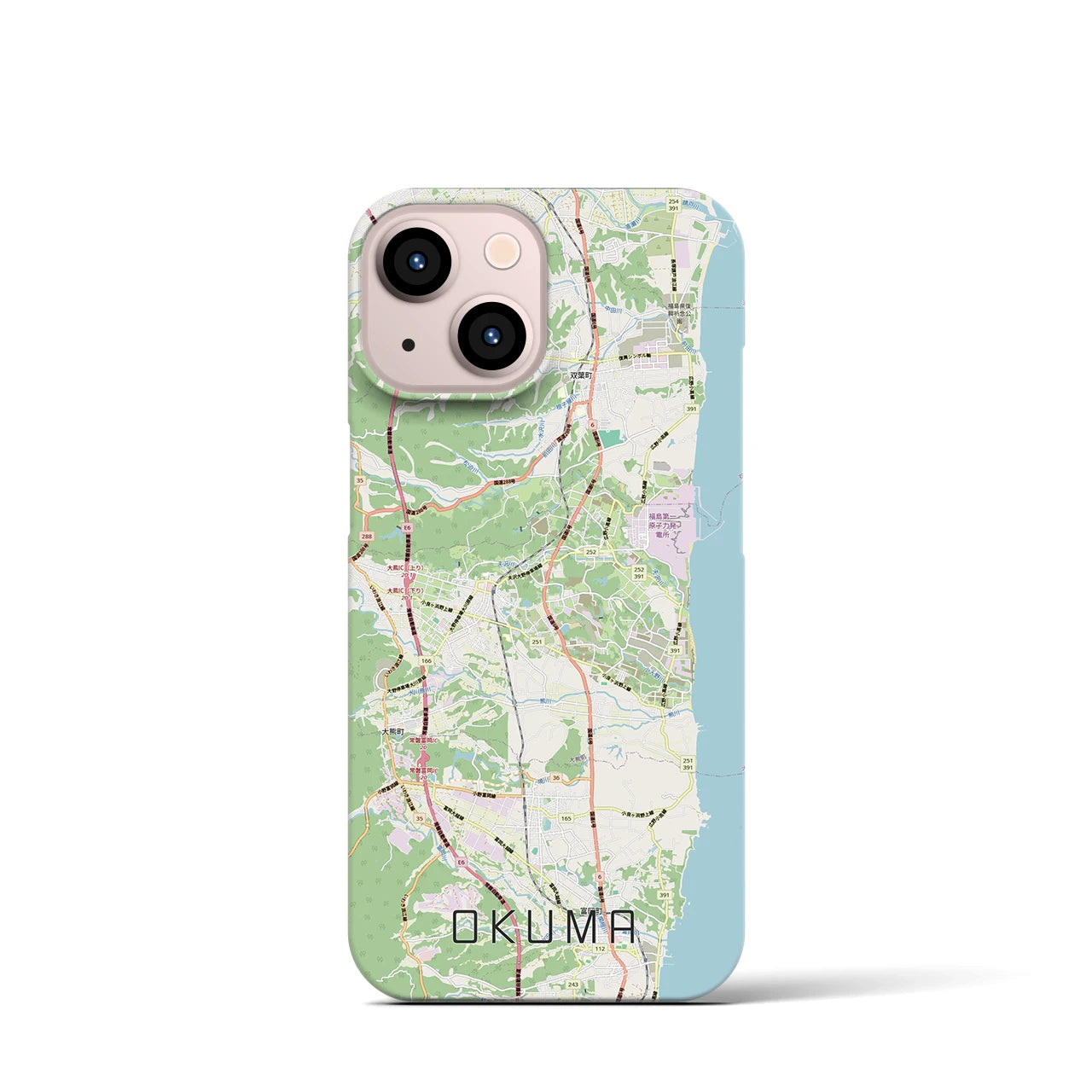 【大熊(福島県)】地図柄iPhoneケース(バックカバータイプ)