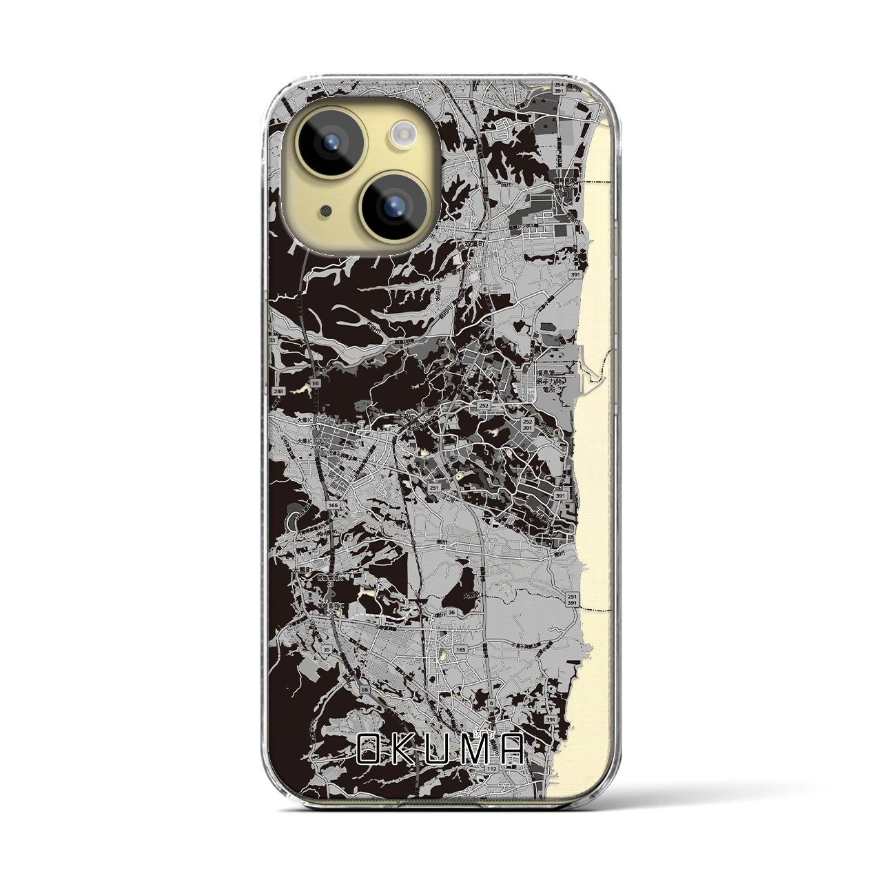 【大熊(福島県)】地図柄iPhoneケース(クリアタイプ)