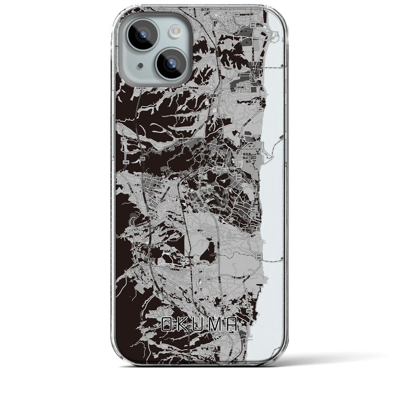 【大熊(福島県)】地図柄iPhoneケース(クリアタイプ)