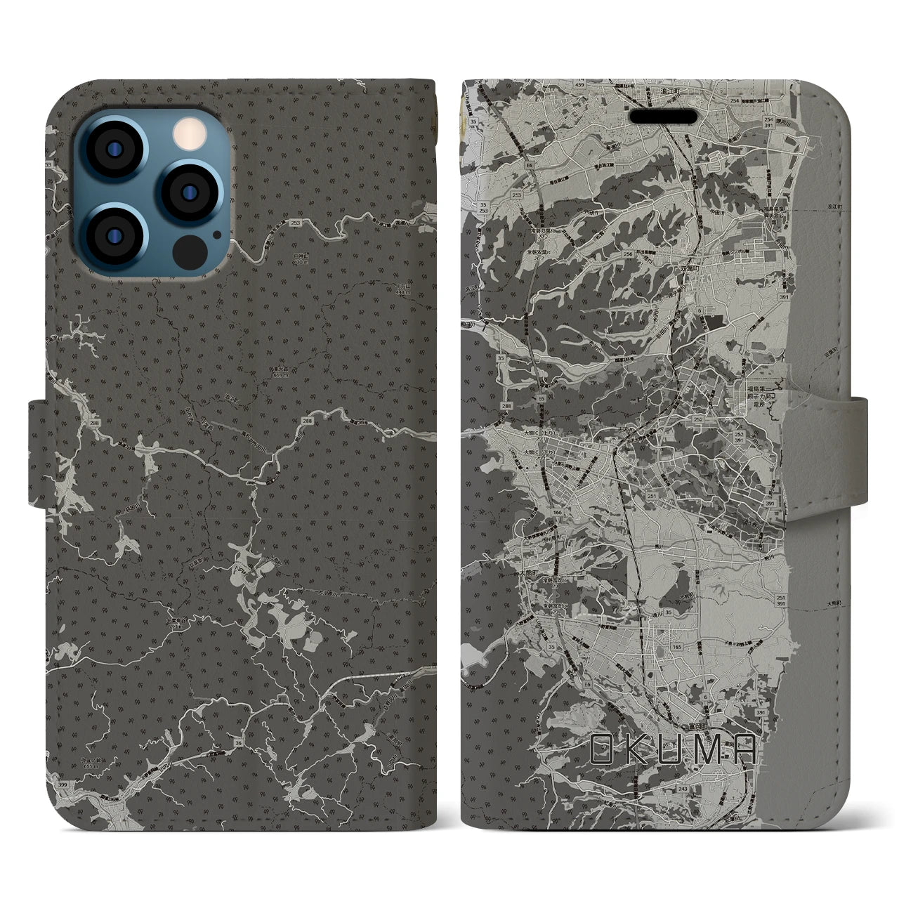 【大熊(福島県)】地図柄iPhoneケース(手帳タイプ)