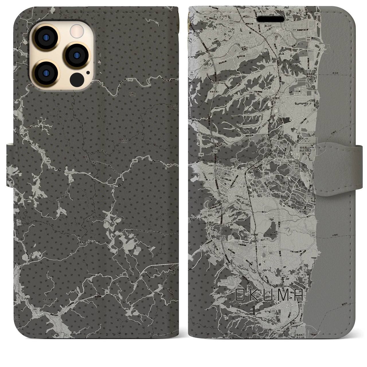 【大熊(福島県)】地図柄iPhoneケース(手帳タイプ)