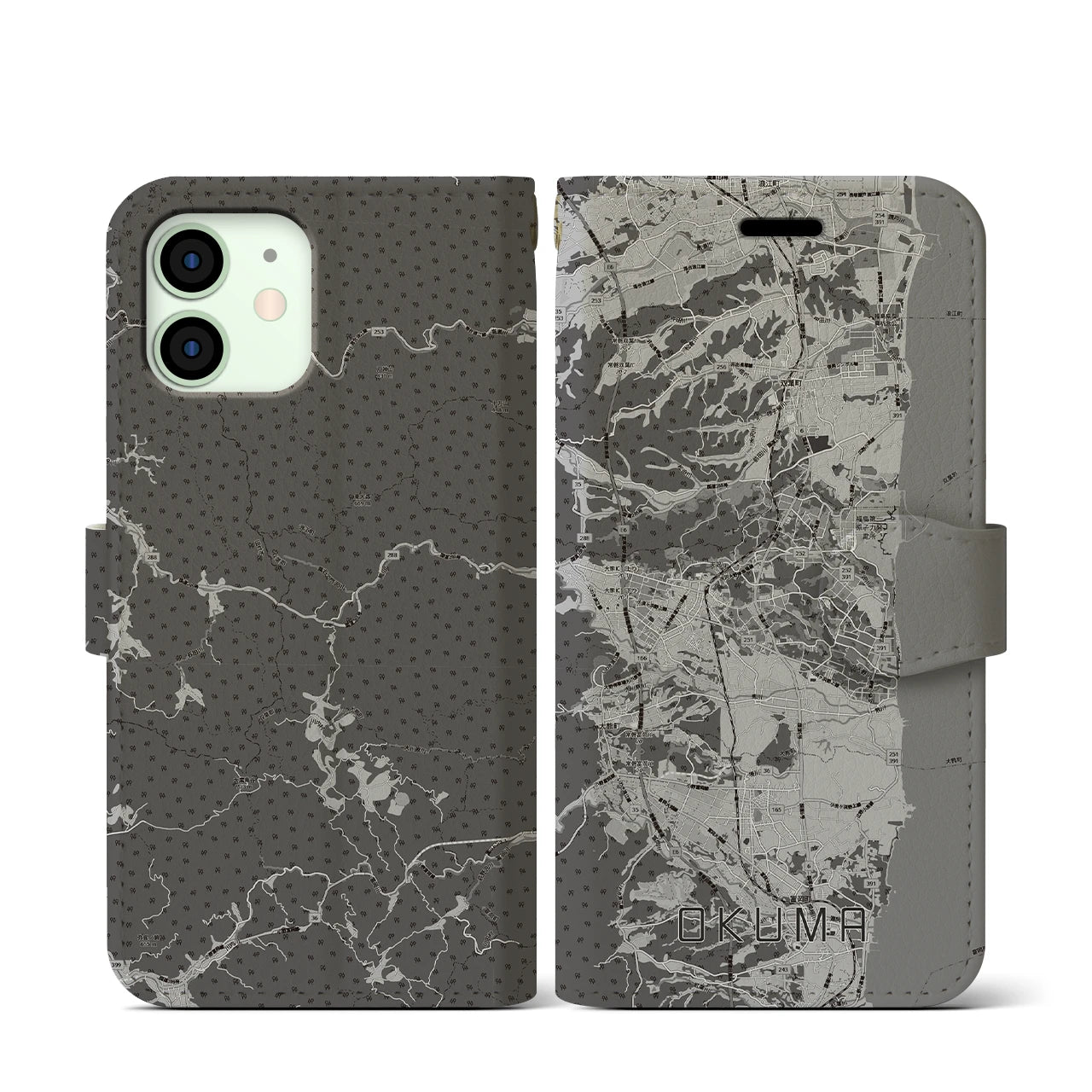 【大熊(福島県)】地図柄iPhoneケース(手帳タイプ)