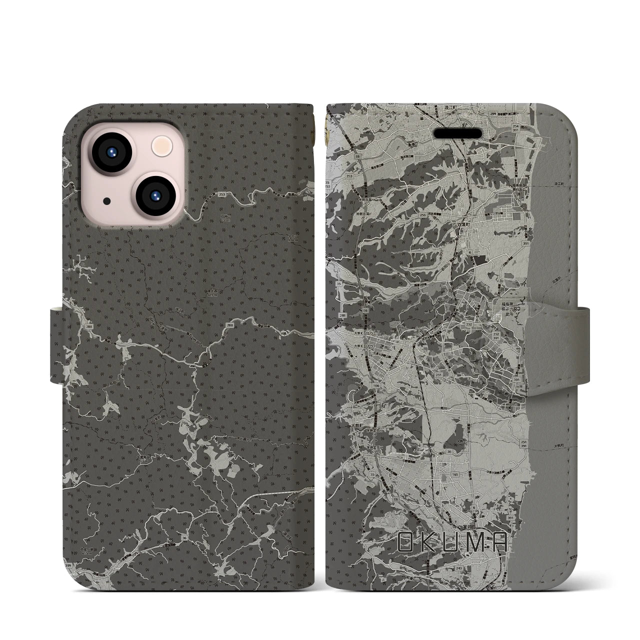 【大熊(福島県)】地図柄iPhoneケース(手帳タイプ)