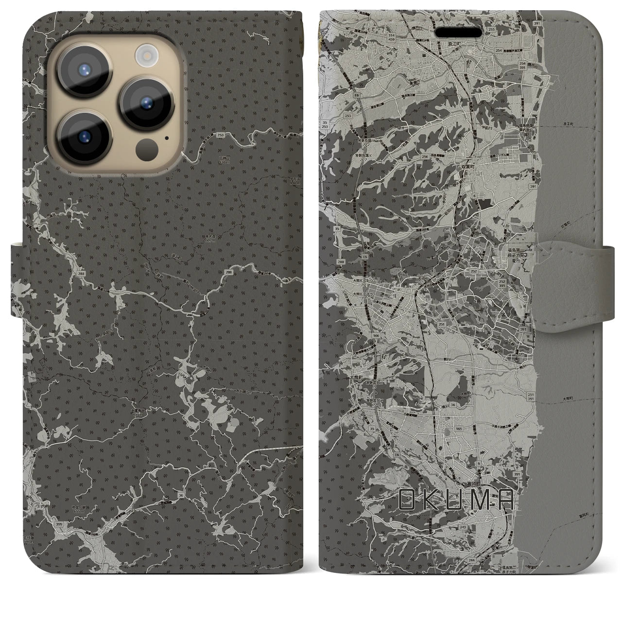 【大熊(福島県)】地図柄iPhoneケース(手帳タイプ)