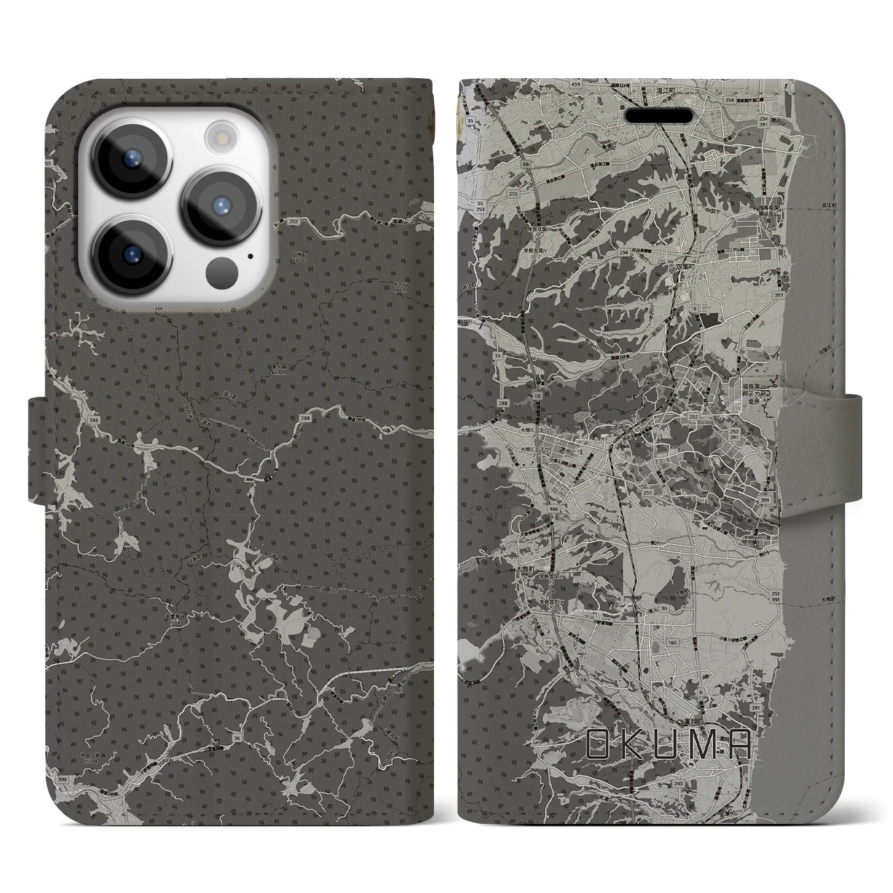 【大熊(福島県)】地図柄iPhoneケース(手帳タイプ)