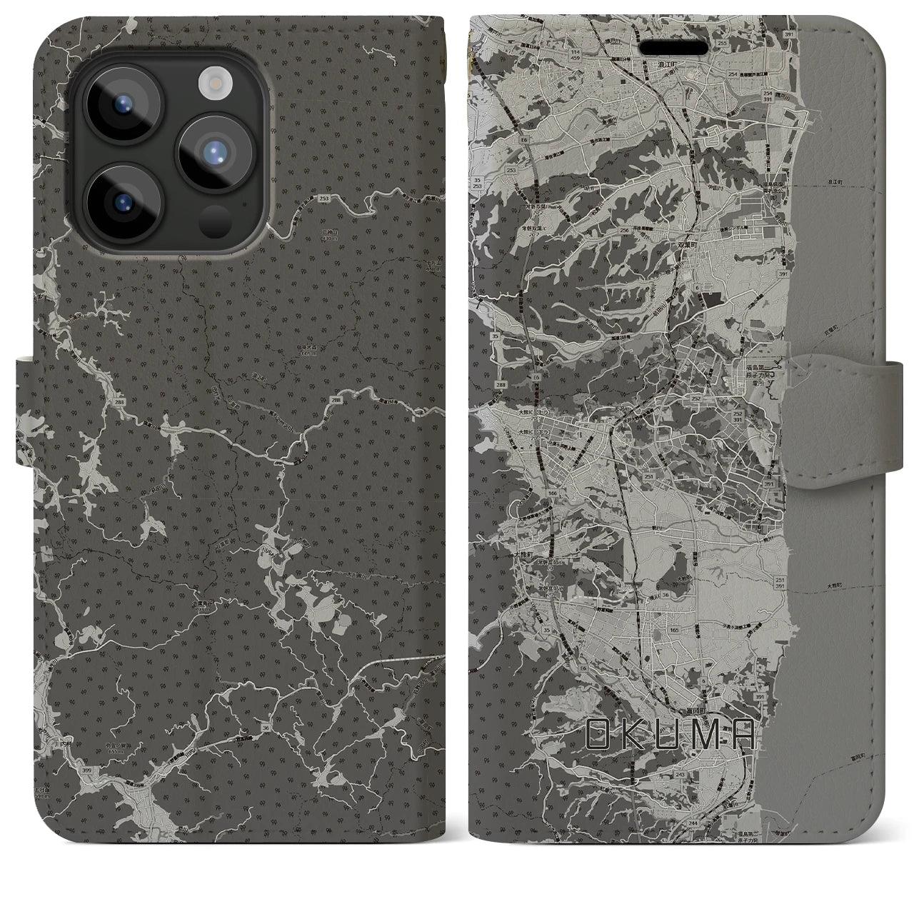 【大熊(福島県)】地図柄iPhoneケース(手帳タイプ)