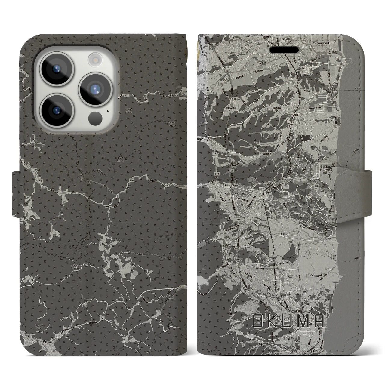 【大熊(福島県)】地図柄iPhoneケース(手帳タイプ)