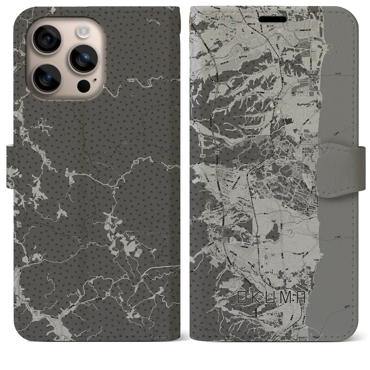 【大熊(福島県)】地図柄iPhoneケース(手帳タイプ)