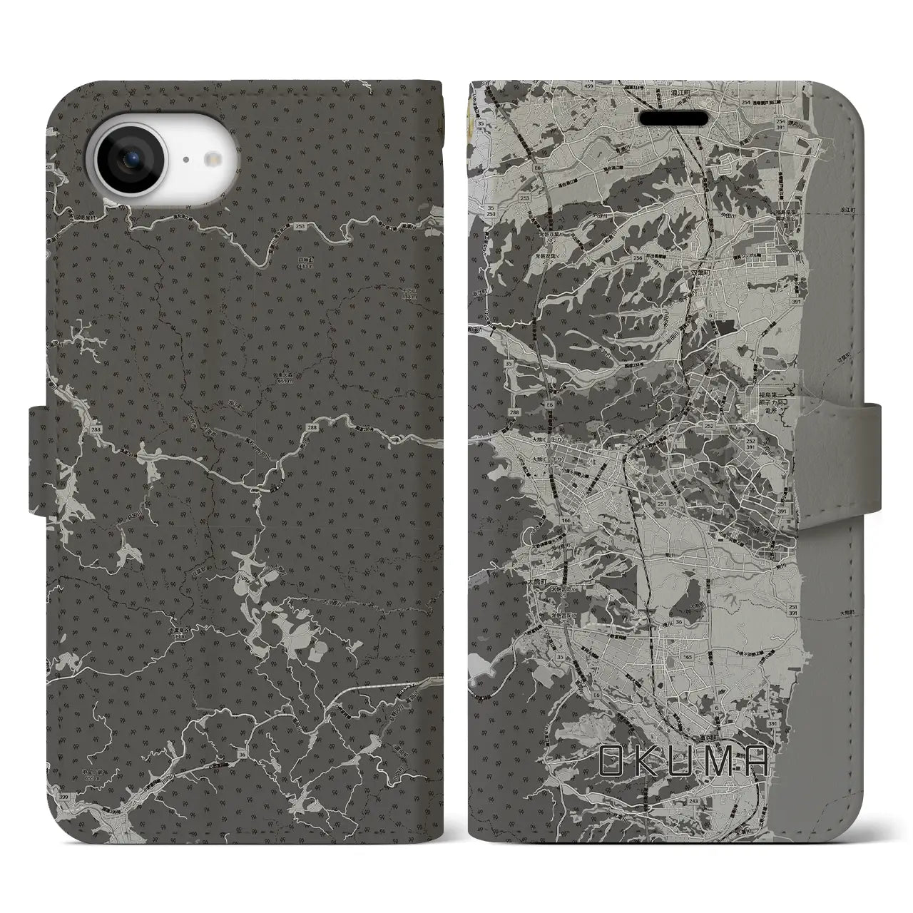 【大熊(福島県)】地図柄iPhoneケース(手帳タイプ)