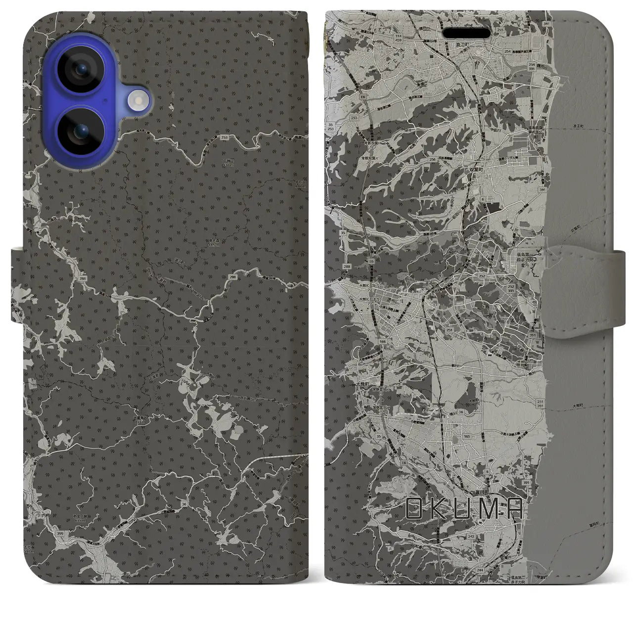 【大熊(福島県)】地図柄iPhoneケース(手帳タイプ)